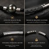 image:imageNONNYL Black Pearl Leather Bracelet with Sterling Silver Clasp Braided Leather Gifts for Husband Boyfriend Dad Couples