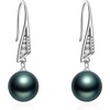 image:imageNONNYL Tahitian Cultured Black Pearl Pendant Necklace and Earrings Set for Womens Round Black Pearls Fine Jewelry Gifts for Women Wife Mom Girlfriend Mother