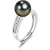 image:imageNONNYL 18K Gold Plated 925 Sterling Silver Pearl Ring Tahitian Black Pearl One Size for Women Anniversary Birthday Mothers Day Valentines Day Christmas Gifts