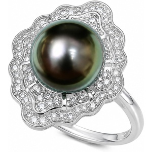 image:imageNONNYL Anniversary Birthday Gifts for Women Wife Natural Tahitian Pearl Rings Sterling Silver Mysterious Ocean Black Pearl Luxury Jewelry Gift for Women Mother WifeHer