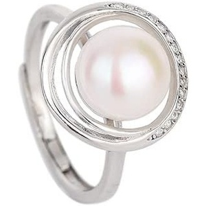 image:imageNONNYL Freshwater Cultured White Pearl Ring for Women Christmas Gifts for Wife Mom Anniversary Birthday Fine Jewelry Gifts for Her