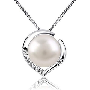 image:imageNONNYL Freshwater Cultured White Real Pearl Pendant Necklaces for Women Christmas Gifts for Wife Mom Girlfriend Anniversary Birthday Fine Jewelry Gifts for Her