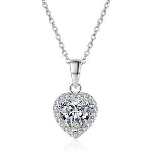 image:imageNONNYL Heart Necklace S925 Sterling Silver Moissanite Pendant Necklaces Gifts for Women  Collarbone Necklaces Christmas Gifts Jewelry for Wife Girlfriend Her
