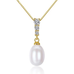 image:imageNONNYL Pearl Necklace Genuine Freshwater Cultured 89mm Pearl Pendant Necklaces Sterling Silver for Women Fine Jewelry Gifts for Women Wife Girlfriend Mother