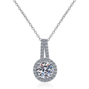 image:imageNONNYL S925 Sterling Silver Necklace Mosang Diamond Pendant Gifts for Women  Collarbone Necklaces Christmas Gifts Jewelry for Wife Girlfriend Her Grandma for Gifts