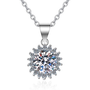 image:imageNONNYL S925 Sterling Silver Necklace for Women  Silver Mosang Diamond Pendant Collarbone Necklaces Jewelry Gifts for Wife Her Women