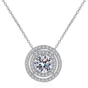 image:imageNONNYL S925 Sterling Silver Necklace for Women  Silver Mosang Diamond Pendant Collarbone Necklaces Jewelry for Wife Girlfriend Grandma Her Women for Gifts