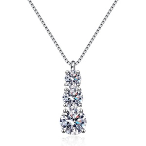 image:imageNONNYL Sterling Silver Necklace Gifts for Women  S925 Silver Mosang Diamond Pendant Collarbone Necklaces Jewelry for Wife