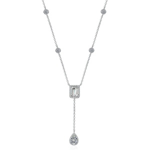 image:imageNONNYL Sterling Silver Necklace for Women Mosang Diamond S925 Silver Pendant Collarbone Necklaces Jewelry for Wife Girlfriend Grandma Her Women