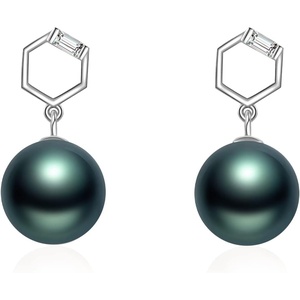 image:imagePearl Earrings for Women With Genuine 910mm AAAA Quality Grey Tahitian Cultured Pearls Earring  925 Sterling Silver Plated 18K Gold Pearl Gifts for Women Her Grandma Wife