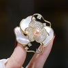 image:imageGifts for Wife Anniversary Brooch for Women Pearl Brooch Real 910mm AAA Quality Handpicked Nature Pearls and D Color Moissanite  Gifts for Mom Girlfriend Her NO11361