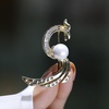 image:imageGifts for Wife Anniversary Brooch for Women Pearl Brooch Real 910mm AAA Quality Handpicked Nature Pearls and D Color Moissanite  Gifts for Mom Girlfriend Her NO11395
