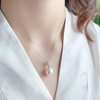 image:imageNONNYL Akoya Japanese Pearl Necklace for Women Pearls Pendant Necklace 910mm Round Pearl White Pendant 18 inch Sterling Silver Chain  Jewelry Gifts for Women Wife Mom Grandma Daughter