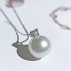 image:imageNONNYL Akoya Japanese Pearl Necklace for Women Pearls Pendant Necklace 910mm Round Pearl White Sterling Silver Pendant 18 inch Chain  Jewelry Gifts for Women Wife Mom Grandma Daughter