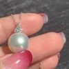 image:imageNONNYL Akoya Pearl Necklace for Women 18K Pearls Pendant Necklace 910mm Round Pearl White Pendant 18 inch Sterling Silver Chain  Jewelry Gifts for Women Wife Mom Grandma Daughter