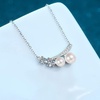 image:imageNONNYL S925 Sterling Silver Freshwater Pearls Necklace Gifts for Women  Silver Mosang Diamond Pearl Pendant Collarbone Necklaces Jewelry for Wife Girlfriend Grandma Her Women for Gifts