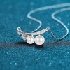 image:imageNONNYL S925 Sterling Silver Freshwater Pearls Necklace Gifts for Women  Silver Mosang Diamond Pearl Pendant Collarbone Necklaces Jewelry for Wife Girlfriend Grandma Her Women for Gifts