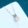 image:imageNONNYL Sterling Silver Freshwater Pearls Necklace Gifts for Women  S925 Silver Mosang Diamond Pearl Pendant Collarbone Necklaces Jewelry for Wife Girlfriend Grandma Her