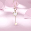 image:imageNONNYL White Freshwater Pearl Shell Necklace for Women  Cultured Pearl Pendant Necklaces in S925 Sterling Silver with Genuine Cultured Pearls Pearl for Gifts for Women Girlfriend Wife Her
