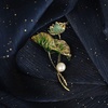 image:imageNonnyl Elegant Pearl Flower Designer Brooch Pins Broches Costume Jewelry For Women Fashion Christmas Gifts Wife Mom Girlfriend Anniversary Birthday Fine Jewelry Gifts for HerLotus leaf brooch