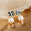 image:imageSterling Silver Freshwater Cultured Pearl Pearl Earrings for Women White Enamel CraftsmanshipValentines Day Christmas Gifts for Mom Wife Anniversary Birthday Jewelry Gifts for Her