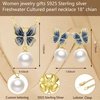 image:imageSterling Silver Freshwater Cultured Pearl Pearl Earrings for Women White Enamel CraftsmanshipValentines Day Christmas Gifts for Mom Wife Anniversary Birthday Jewelry Gifts for Her