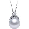 image:imageNONNYL Akoya Japanese Pearl Necklace for Women Pearls Pendant Necklace 910mm Round Pearls White Pendant 18 inch Sterling Silver Chain  Jewelry Gifts for Women Wife Mom Grandma Daughter