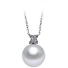 image:imageNONNYL Akoya Pearl Necklace for Women Pearls Pendant Necklace 910mm Round Pearls White Pendant 18 inch Sterling Silver Chain  Jewelry Gifts for Women Wife Mom Grandma Daughter