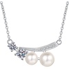 image:imageNONNYL S925 Sterling Silver Freshwater Pearls Necklace Gifts for Women  Silver Mosang Diamond Pearl Pendant Collarbone Necklaces Jewelry for Wife Girlfriend Grandma Her Women for Gifts