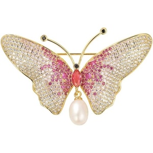 image:imageGifts for Wife Anniversary Brooch for Women Pearl Brooch Real 910mm AAA Quality Handpicked Nature Pearls and D Color Moissanite  Gifts for Mom Girlfriend Her NO11410