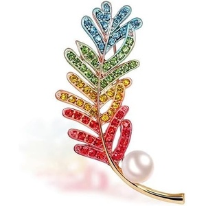 image:imageGifts for Wife Anniversary Brooch for Women Pearl Brooch Real 910mm AAA Quality Handpicked Nature Pearls and D Color Moissanite  Gifts for Mom Girlfriend Her NO11405