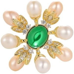 image:imageGifts for Wife Anniversary Brooch for Women Pearl Brooch Real 910mm AAA Quality Handpicked Nature Pearls and D Color Moissanite  Gifts for Mom Girlfriend Her NO11411