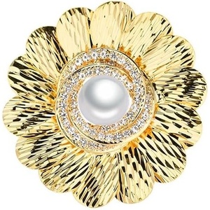 image:imageGifts for Wife Anniversary Brooch for Women Pearl Brooch Real 910mm AAA Quality Handpicked Nature Pearls and D Color Moissanite  Gifts for Mom Girlfriend Her NO11414