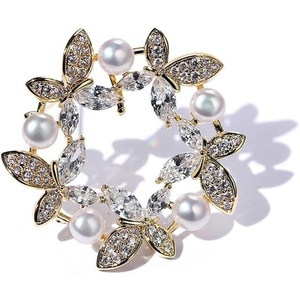 image:imageGifts for Wife Anniversary Brooch for Women Pearl Brooch Real 910mm AAA Quality Handpicked Nature Pearls and D Color Moissanite  Gifts for Mom Girlfriend Her NO11376