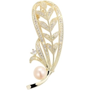 image:imageGifts for Wife Anniversary Brooch for Women Pearl Brooch Real 910mm AAA Quality Handpicked Nature Pearls and D Color Moissanite  Gifts for Mom Girlfriend Her NO11382