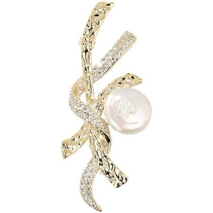image:imageGifts for Wife Anniversary Brooch for Women Pearl Brooch Real 910mm AAA Quality Handpicked Nature Pearls and D Color Moissanite  Gifts for Mom Girlfriend Her NO11422