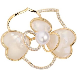 image:imageGifts for Wife Anniversary Brooch for Women Pearl Brooch Real 910mm AAA Quality Handpicked Nature Pearls and D Color Moissanite  Gifts for Mom Girlfriend Her NO11420