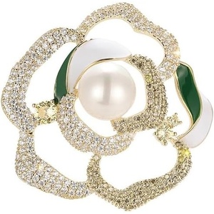 image:imageGifts for Wife Anniversary Brooch for Women Pearl Brooch Real 910mm AAA Quality Handpicked Nature Pearls and D Color Moissanite  Gifts for Mom Girlfriend Her NO11364