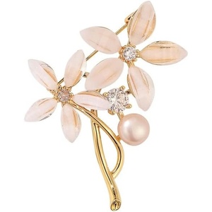 image:imageGifts for Wife Anniversary Brooch for Women Pearl Brooch Real 910mm AAA Quality Handpicked Nature Pearls and D Color Moissanite  Gifts for Mom Girlfriend Her NO11407