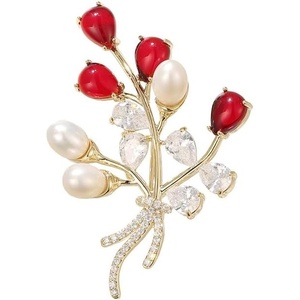 image:imageGifts for Wife Anniversary Brooch for Women Pearl Brooch Real 910mm AAA Quality Handpicked Nature Pearls and D Color Moissanite  Gifts for Mom Girlfriend Her NO11346