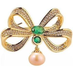 image:imageGifts for Wife Anniversary Brooch for Women Pearl Brooch Real 910mm AAA Quality Handpicked Nature Pearls and D Color Moissanite  Gifts for Mom Girlfriend Her NO11384