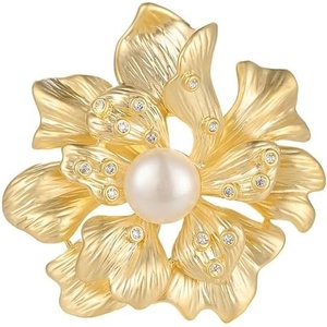 image:imageGifts for Wife Anniversary Brooch for Women Pearl Brooch Real 910mm AAA Quality Handpicked Nature Pearls and D Color Moissanite  Gifts for Mom Girlfriend Her NO11355