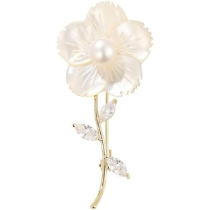 image:imageGifts for Wife Anniversary Brooch for Women Pearl Brooch Real AAA Quality Handpicked Nature Pearls and D Color Moissanite  Gifts for Mom Girlfriend Her NO11195