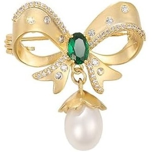 image:imageGifts for Wife Anniversary Brooch for Women Pearl Brooch Real AAA Quality Handpicked Nature Pearls and D Color Moissanite  Gifts for Mom Girlfriend Her NO11148