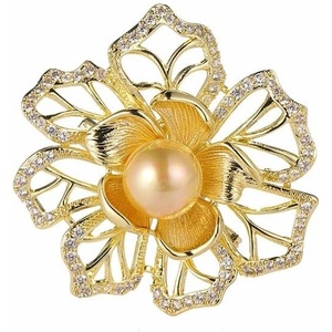 image:imageGifts for Wife Anniversary Brooch for Women Pearl Brooch Real AAA Quality Handpicked Nature Pearls and D Color Moissanite  Gifts for Mom Girlfriend Her NO11163
