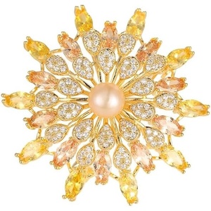 image:imageGifts for Wife Anniversary Brooch for Women Pearl Brooch Real AAA Quality Handpicked Nature Pearls and D Color Moissanite  Gifts for Mom Girlfriend Her NO11190