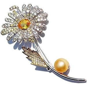 image:imageGifts for Wife Anniversary Brooch for Women Pearl Brooch Real AAA Quality Handpicked Nature Pearls and D Color Moissanite  Gifts for Mom Girlfriend Her NO11204