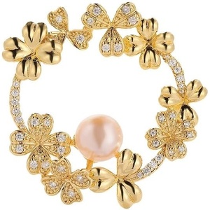 image:imageGifts for Wife Anniversary Brooch for Women Pearl Brooch Real AAA Quality Handpicked Nature Pearls and D Color Moissanite  Gifts for Mom Girlfriend Her NO11151