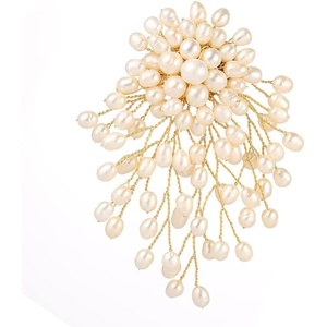 image:imageGifts for Wife Anniversary Brooch for Women Pearl Brooch Real AAA Quality Handpicked Nature Pearls and D Color Moissanite  Gifts for Mom Girlfriend Her NO11176
