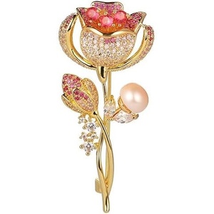 image:imageGifts for Wife Anniversary Brooch for Women Pearl Brooch Real AAA Quality Handpicked Nature Pearls and D Color Moissanite  Gifts for Mom Girlfriend Her NO11199